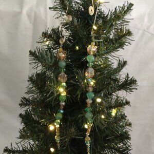 Tree Jewels - new - gold/green - 10" long, set of 2